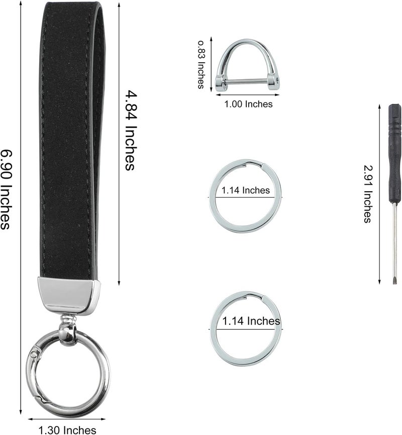 Weixiltc Leather Wristlet Keychain, Car Key Chain Holder with 2 Key Ring & Anti-Lost D Ring, Key Fob Wristband for Women - Image 2